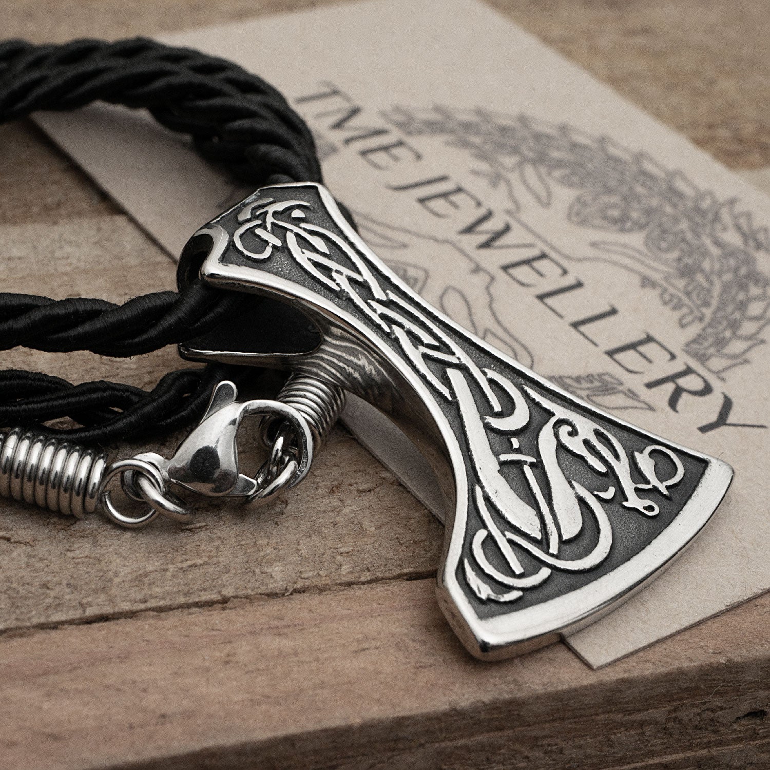 Viking Dragon Axe Necklace Stainless Steel