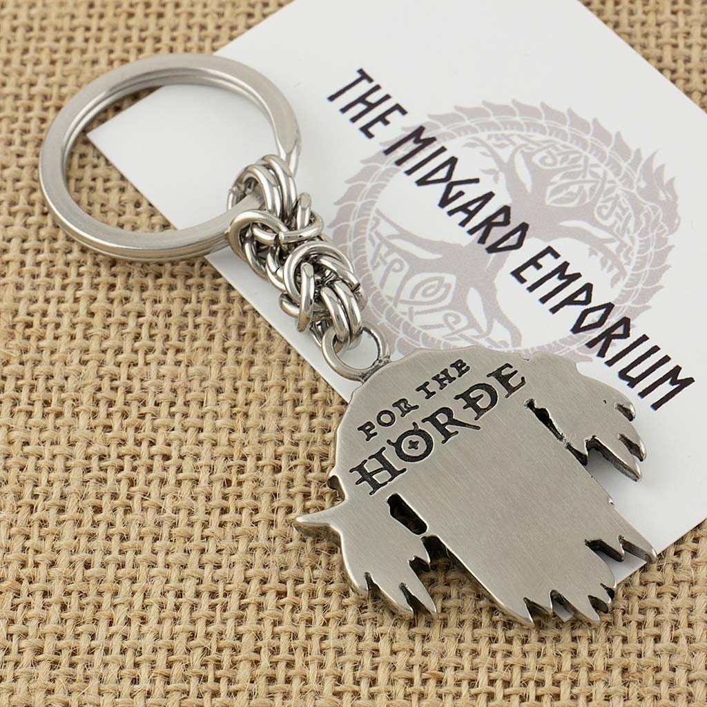 Stainless Steel WoW Horde Crest Keyring