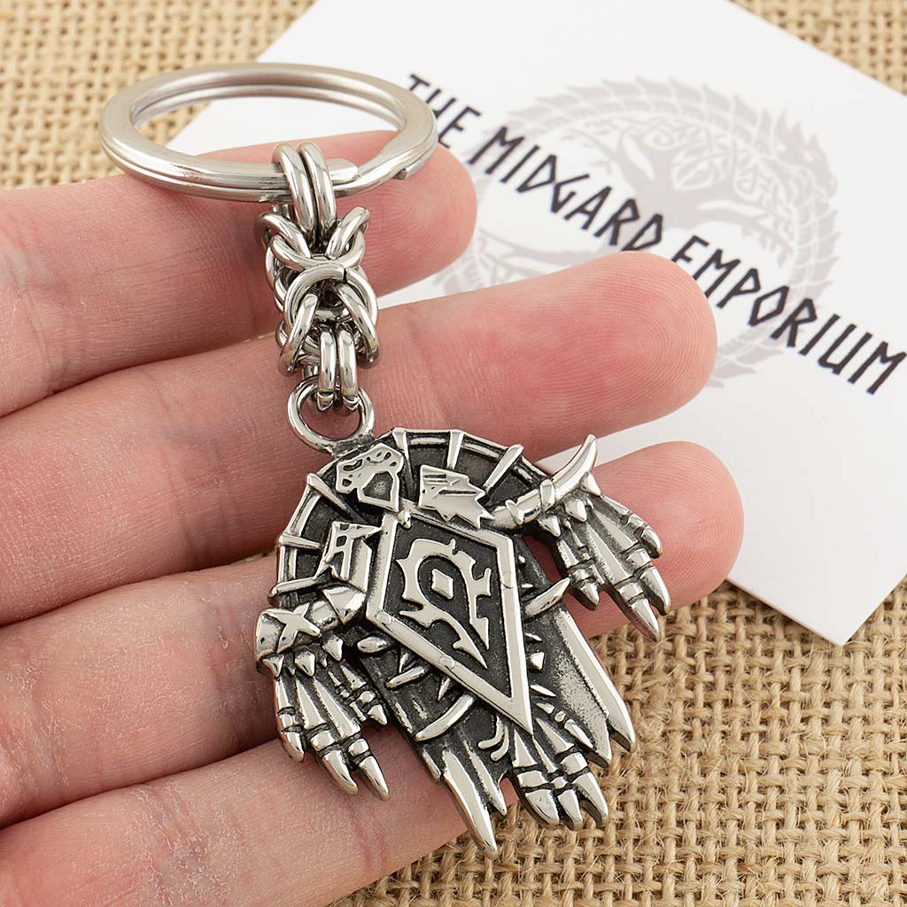 Stainless Steel WoW Horde Crest Keyring