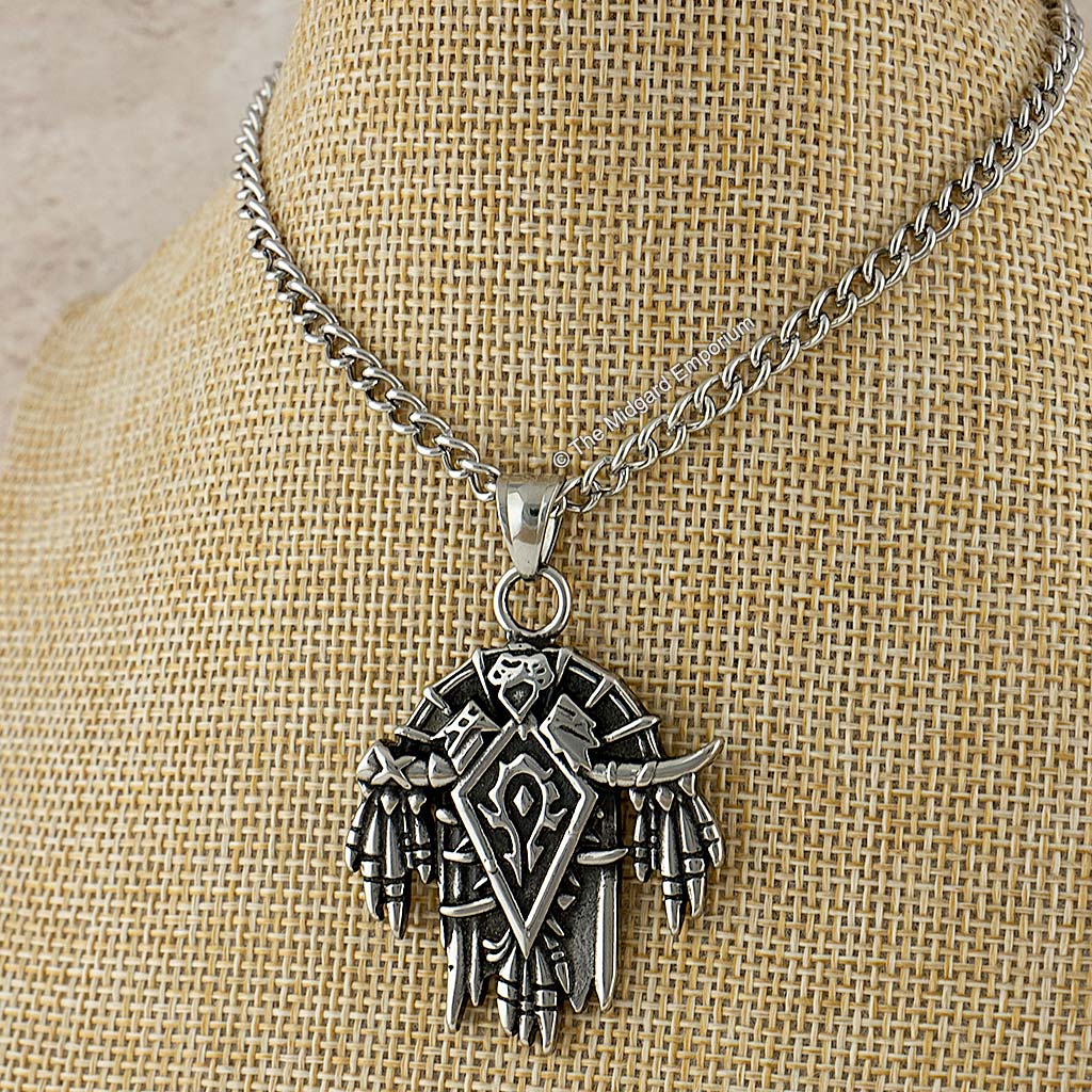 Stainless Steel World of Warcraft Horde Crest Necklace