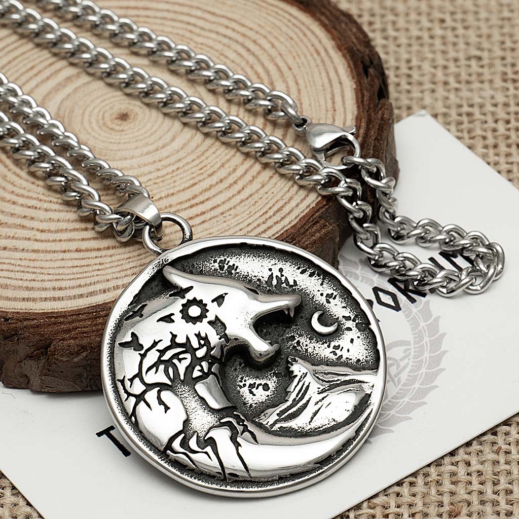 Stainless Steel Fenrir Necklace - The Midgard Emporium
