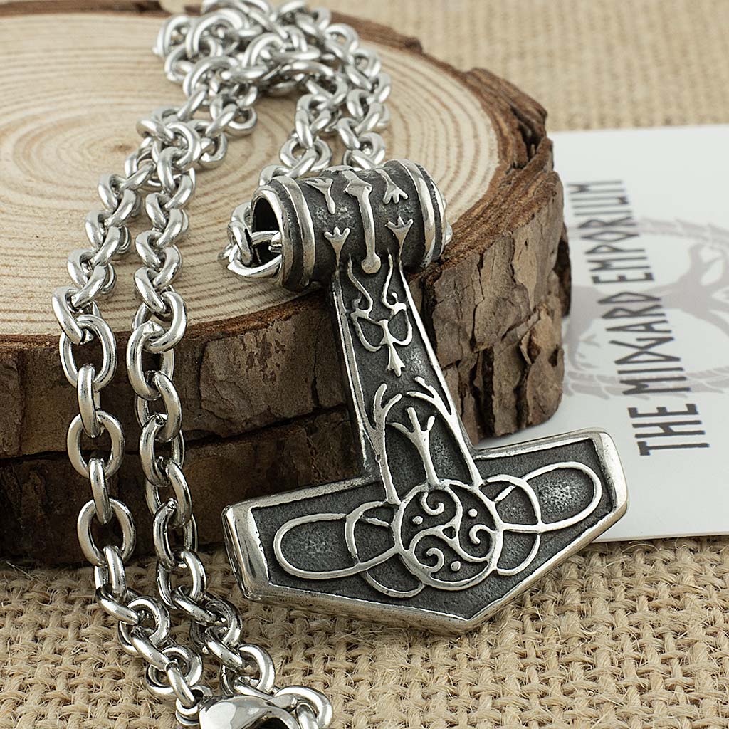 Stainless Steel Viking Thors Hammer Necklace - The Midgard Emporium