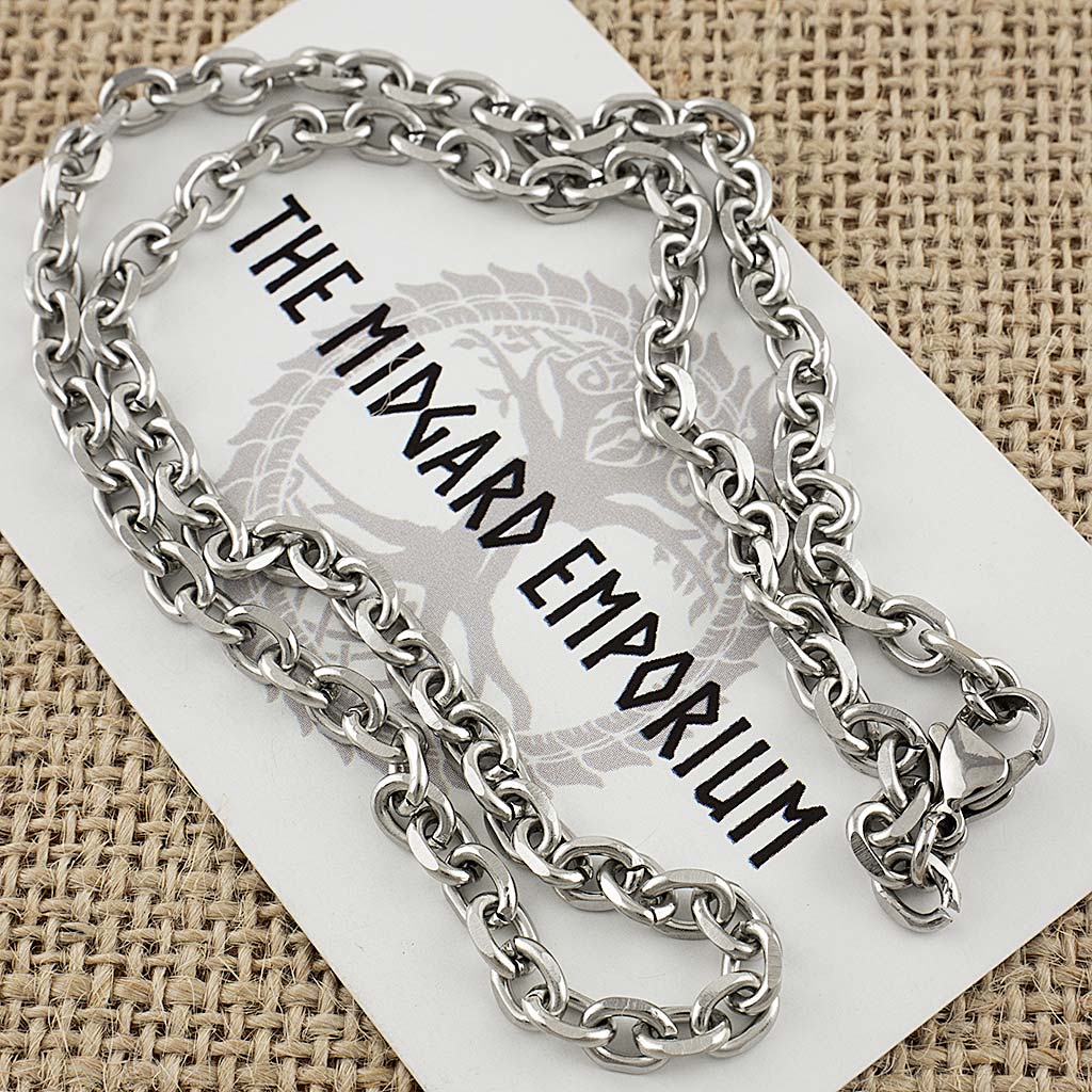 Stainless Steel Faceted Cable Chain Necklace