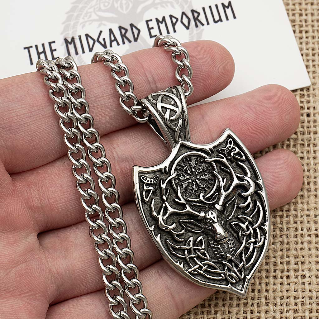 Stainless Steel Viking Stag Necklace - The Midgard Emporium