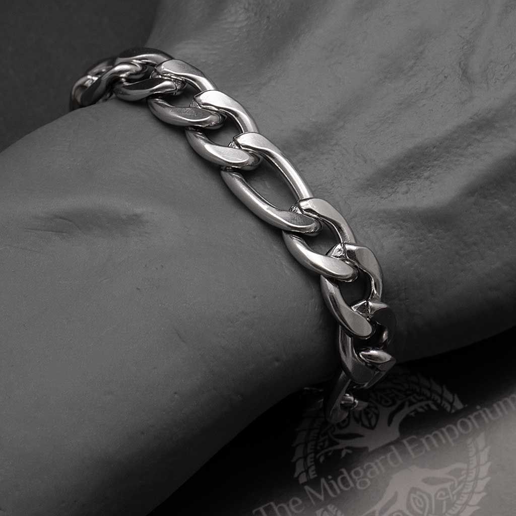 12mm Stainless Steel Figaro Bracelet