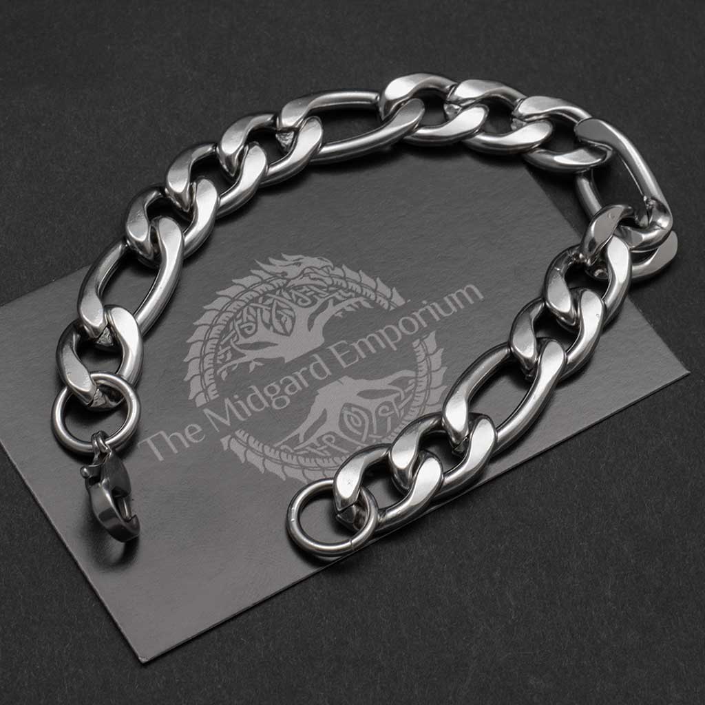 12mm Stainless Steel Figaro Bracelet