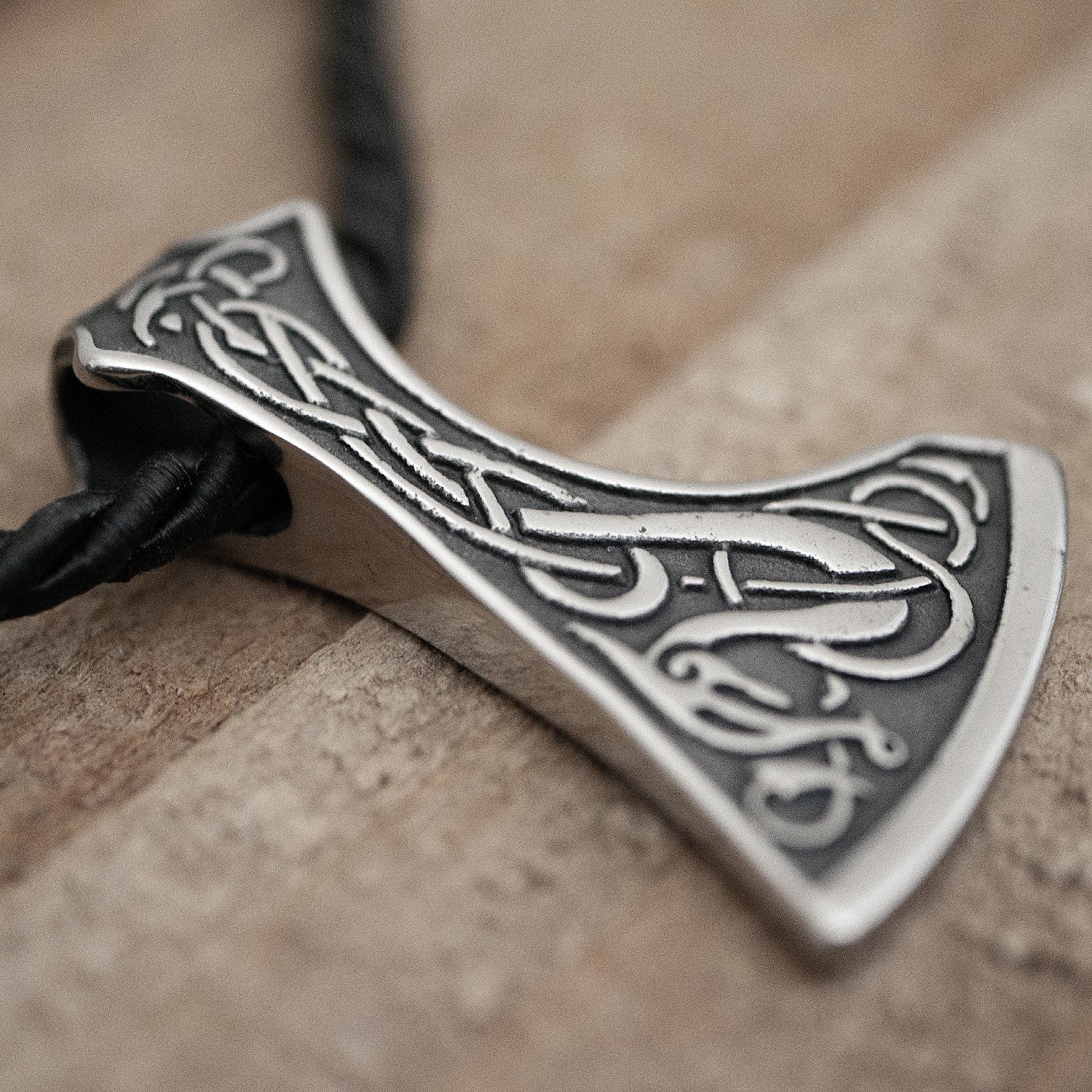 Viking Dragon Axe Necklace Stainless Steel