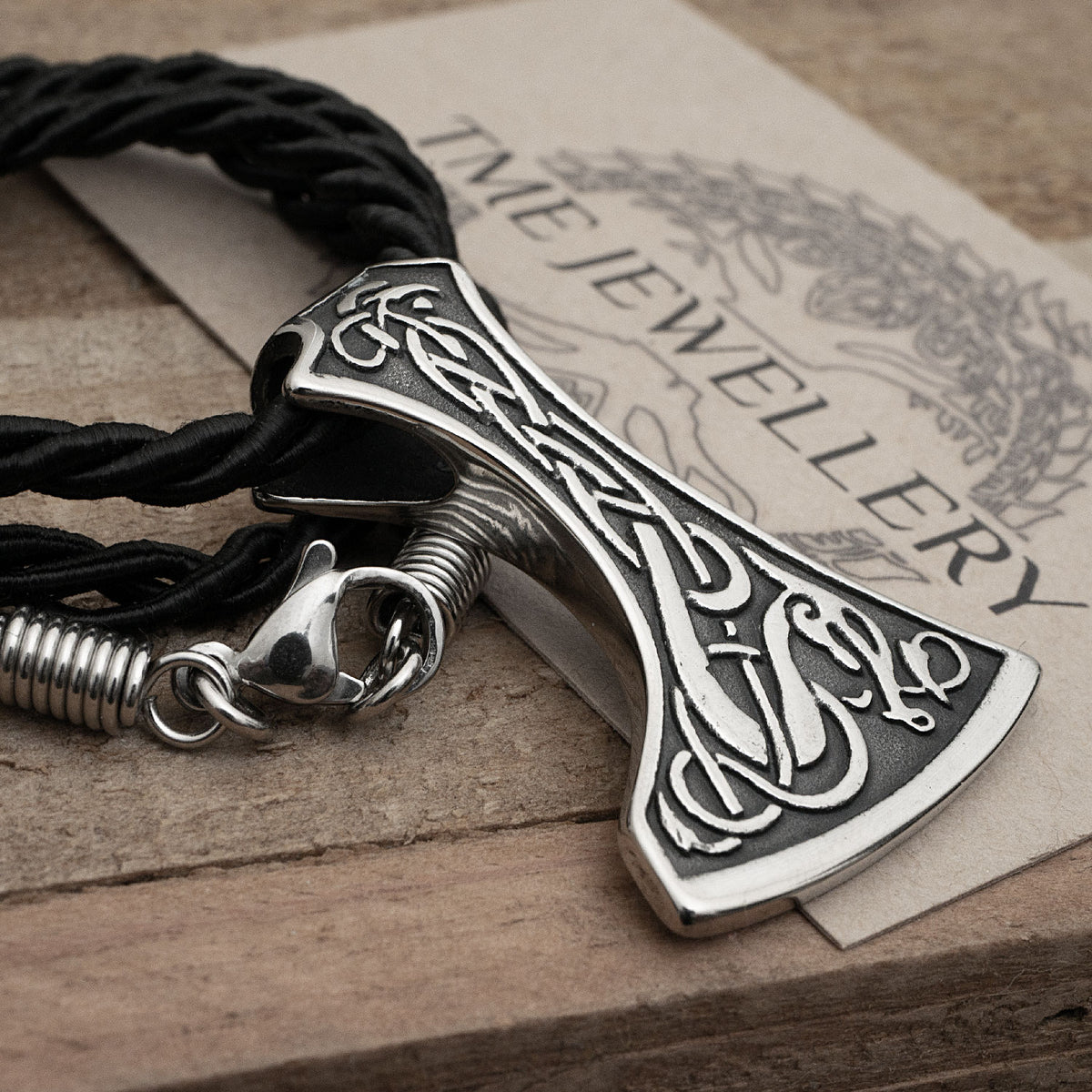 Viking Dragon Axe Necklace Stainless Steel