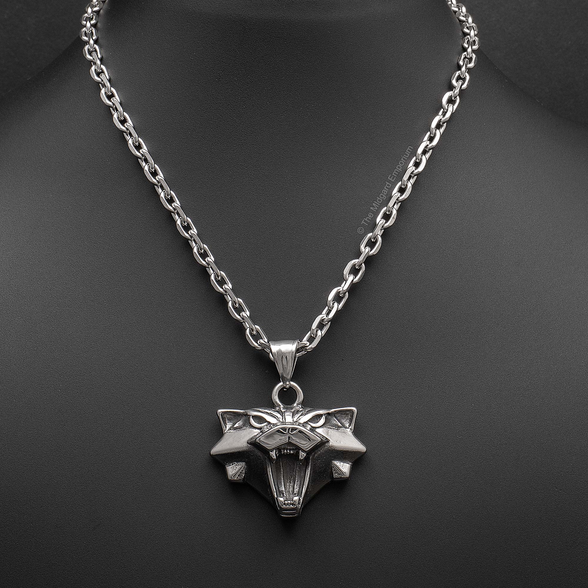 Stainless Steel Witcher Cat Medallion Necklace