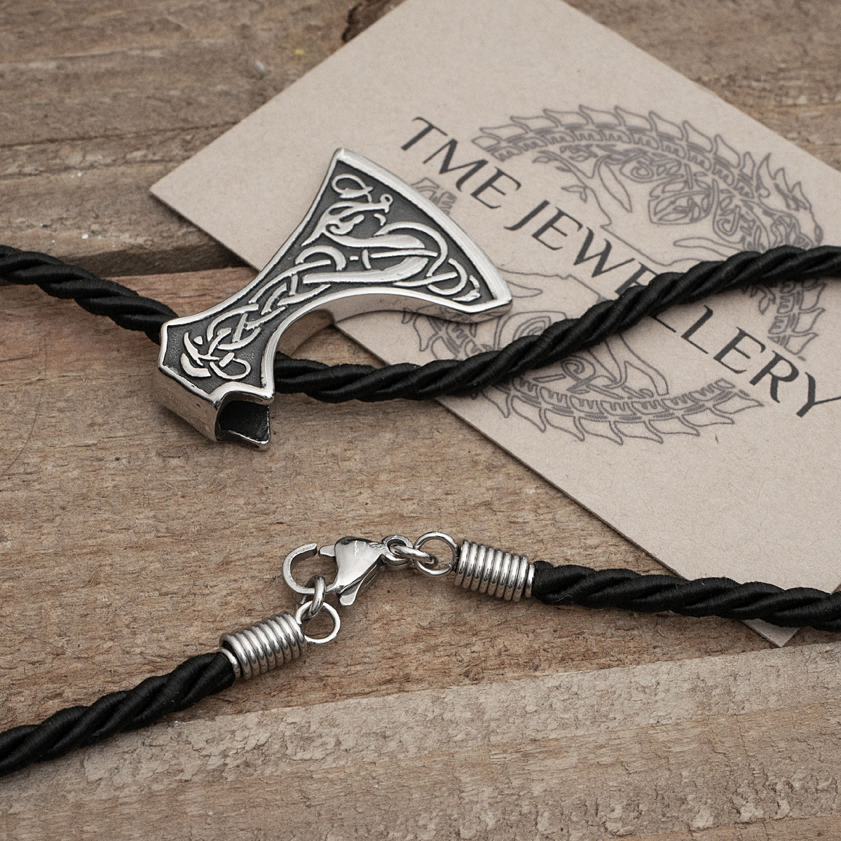 Viking Dragon Axe Necklace Stainless Steel