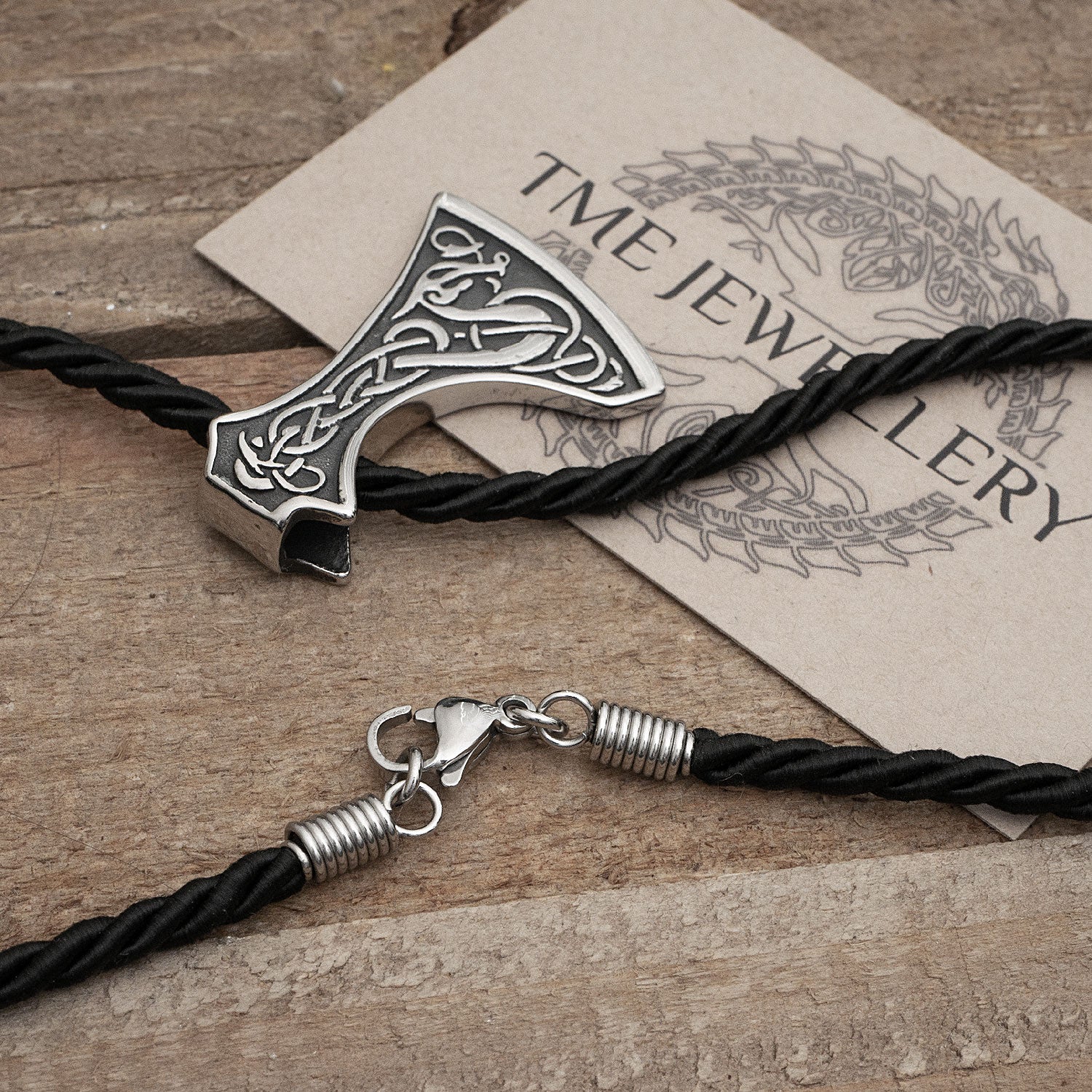 Viking Dragon Axe Necklace Stainless Steel