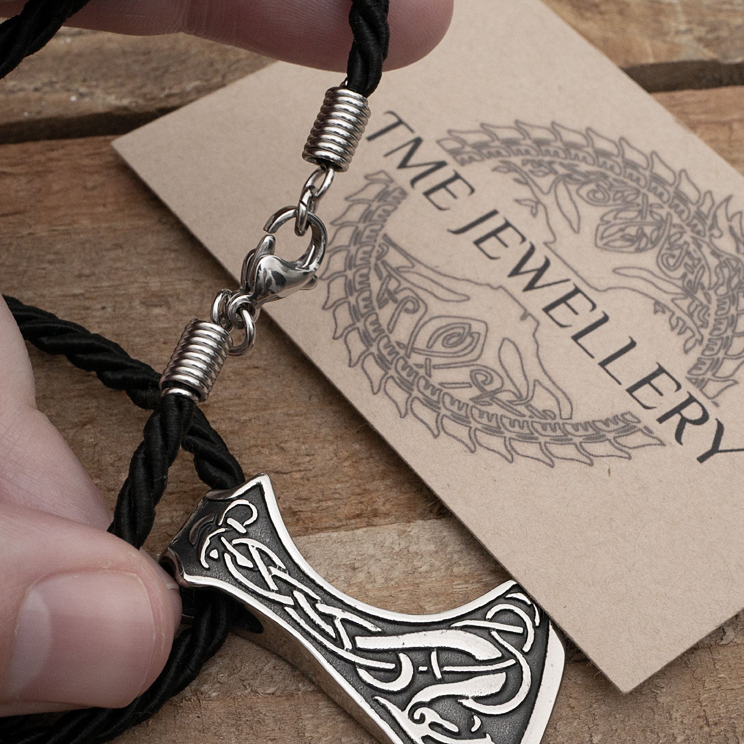 Viking Dragon Axe Necklace Stainless Steel
