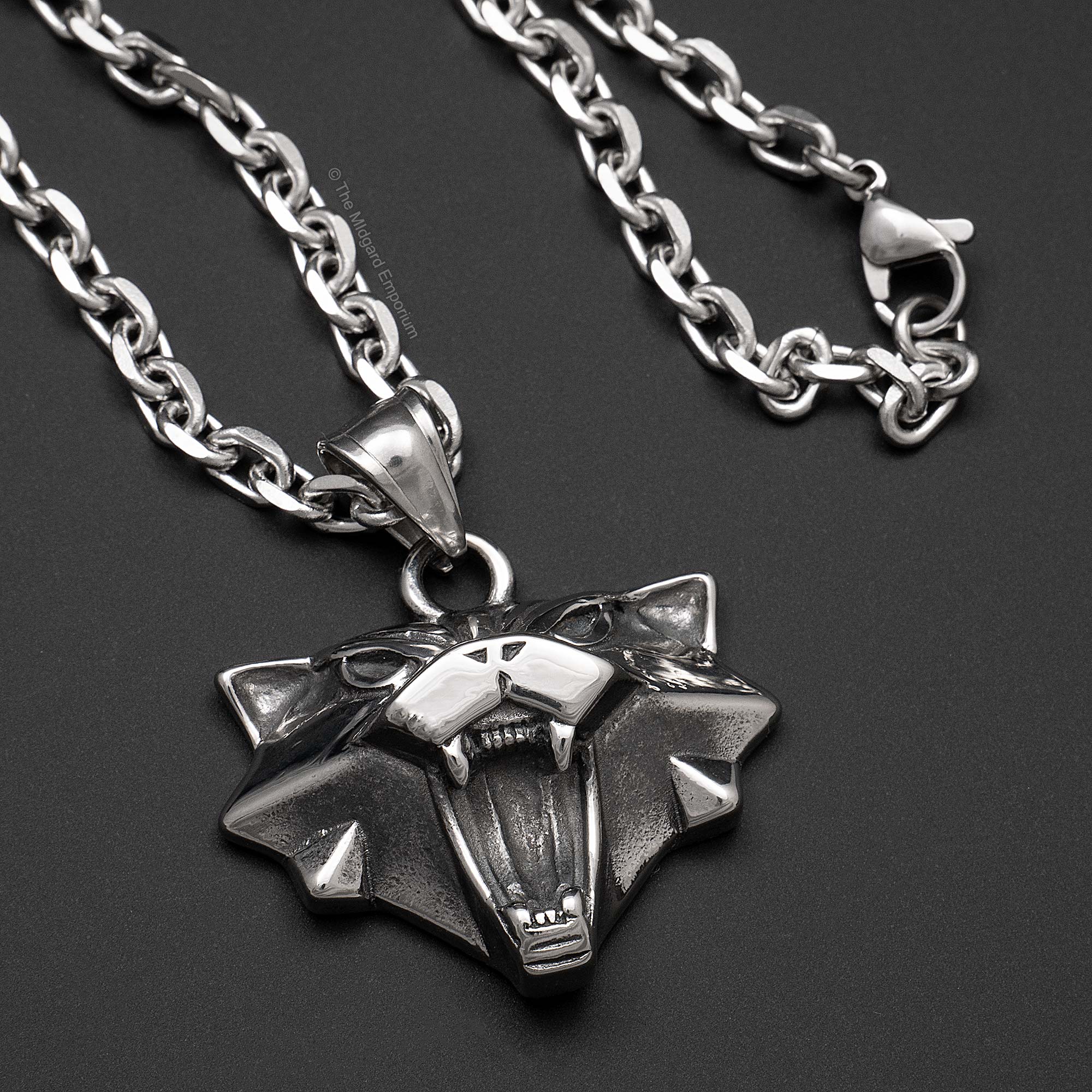 Stainless Steel Witcher Cat Medallion Necklace