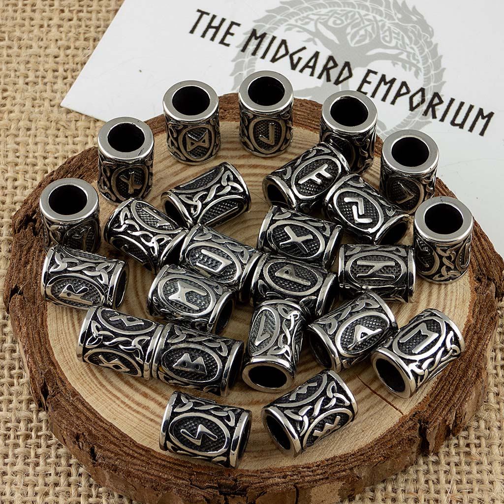 Viking Norse Futhark Rune Stainless Steel Beads - The Midgard Emporium