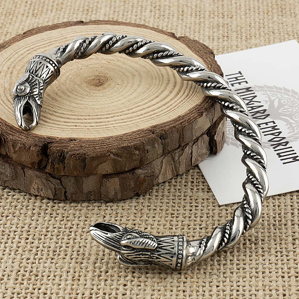 Stainless Steel Viking Odins Ravens Bracelet