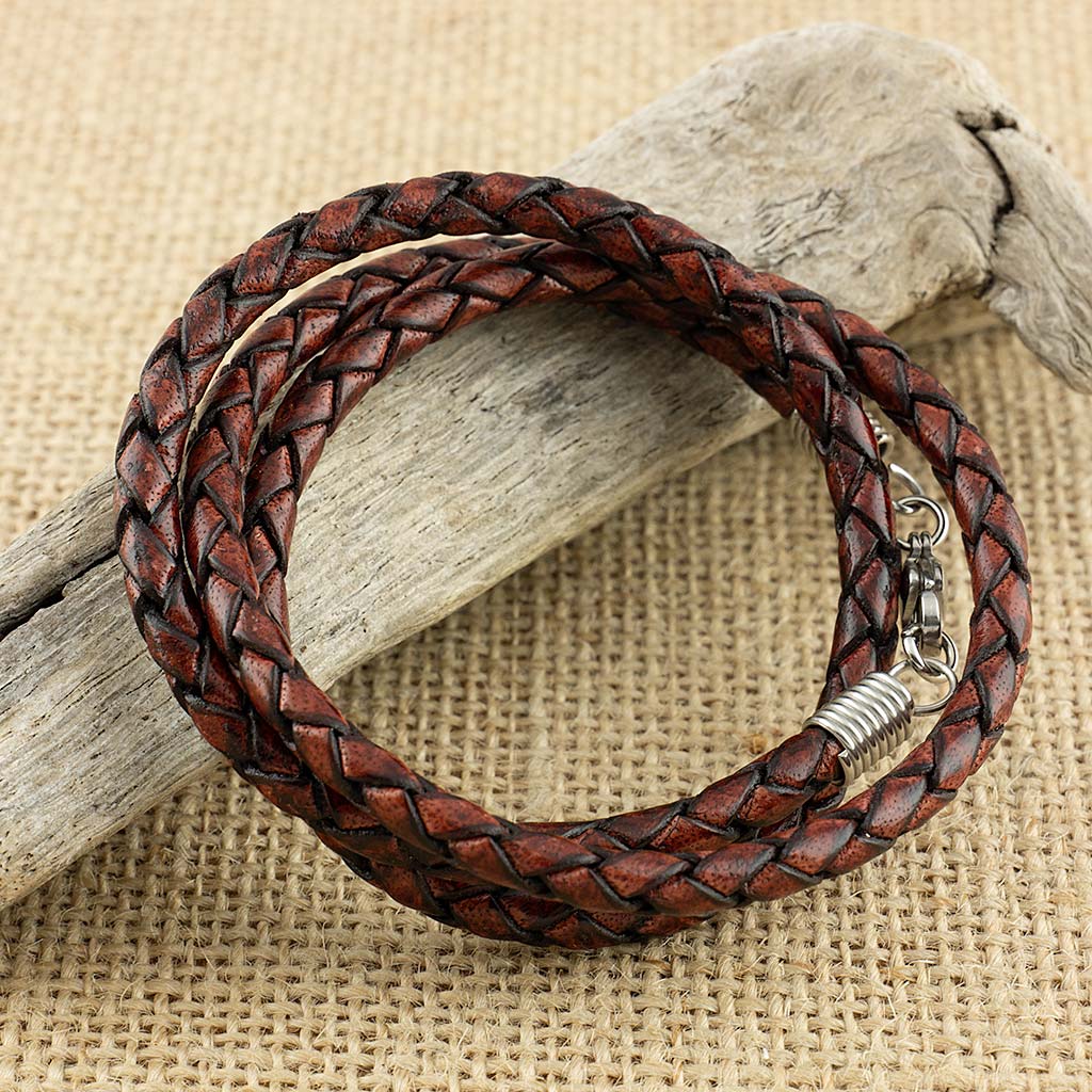 Burnt Cherry Braided Genuine Leather Cord Necklace - The Midgard Emporium