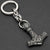 Stainless Steel Viking Wolf Thors Hammer Keychain