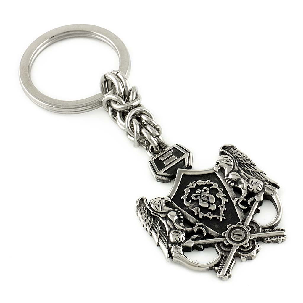 Stainless Steel WoW Alliance Crest Keyring