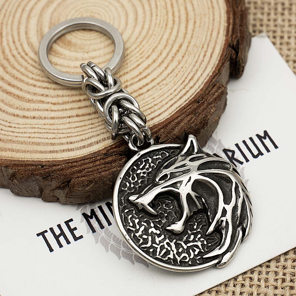 Stainless Steel Small Witcher Wolf Keychain - The Midgard Emporium