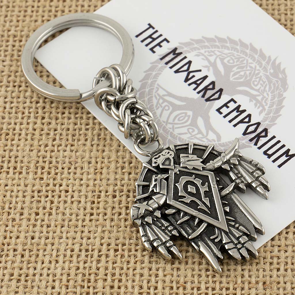 Stainless Steel WoW Horde Crest Keyring