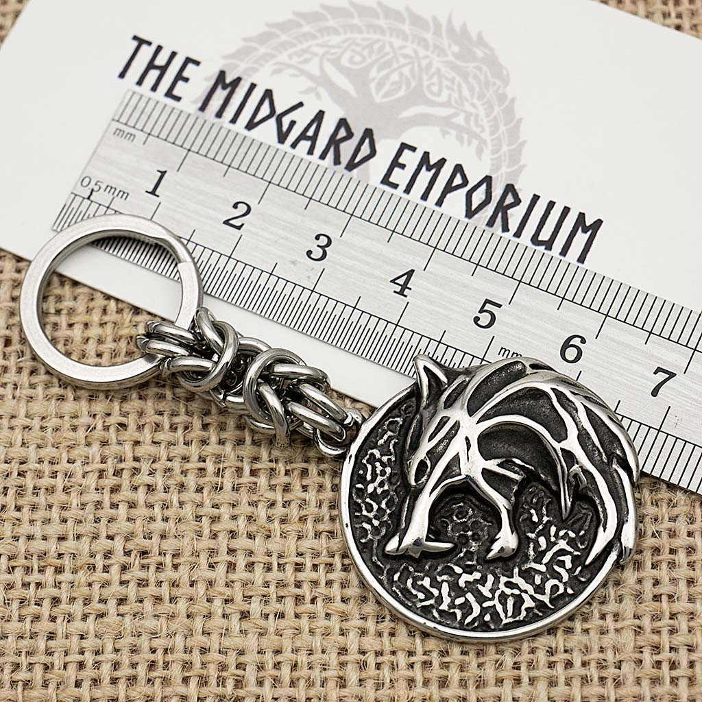 Stainless Steel Small Witcher Wolf Keychain - The Midgard Emporium