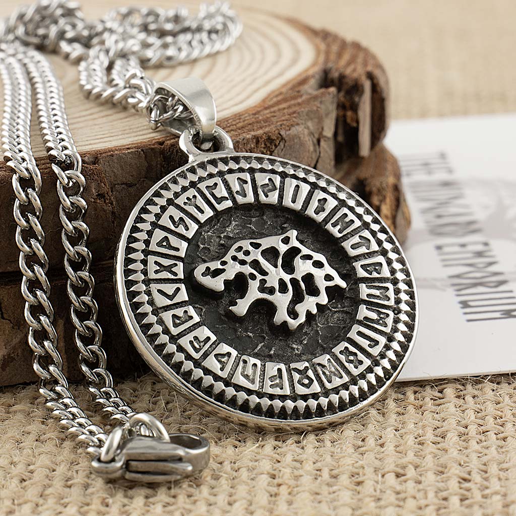 Stainless Steel Viking Wolf Rune Necklace