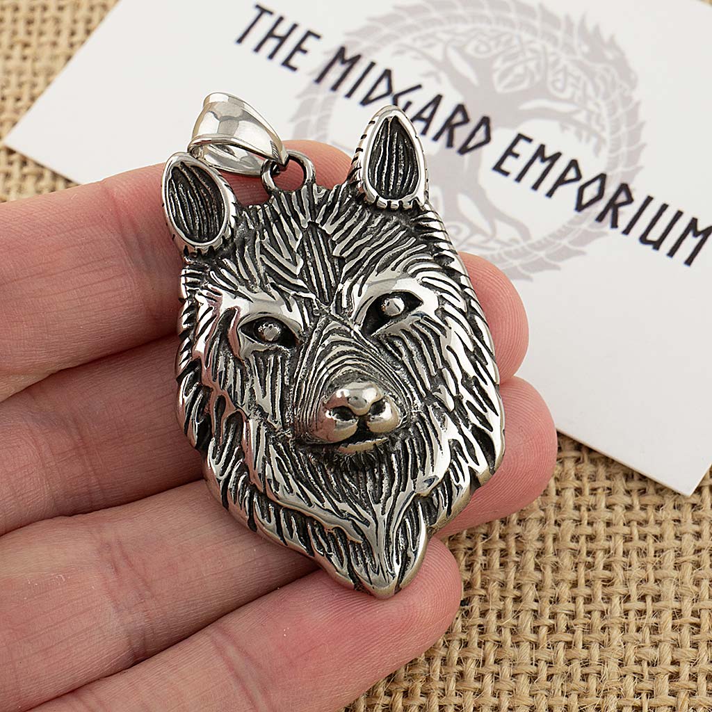 Stainless Steel Wolf Head Necklace