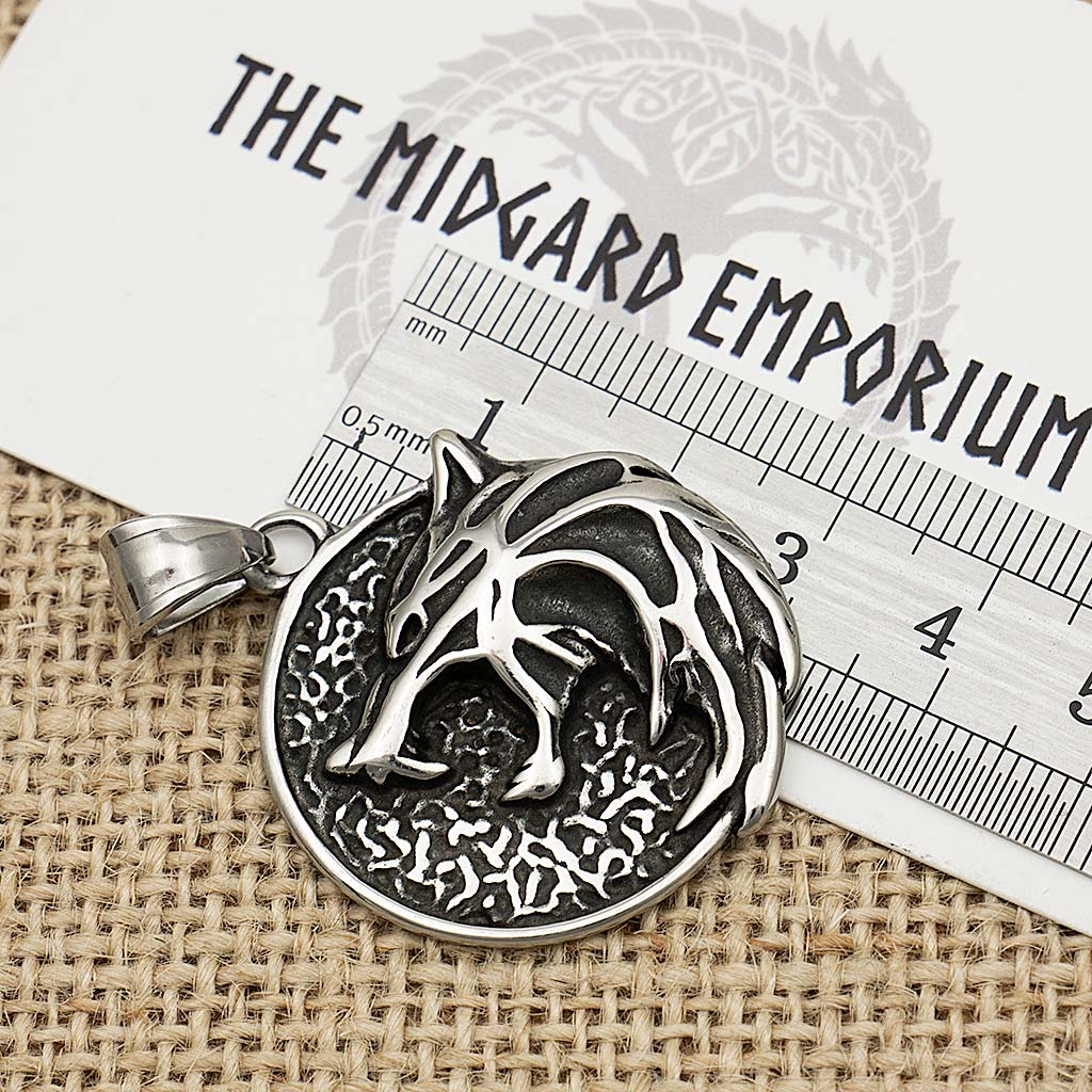 Stainless Steel Small Witcher Wolf Medallion Necklace - The Midgard Emporium