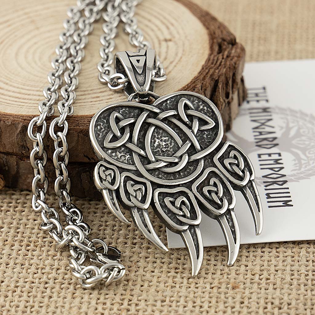 Stainless Steel Viking Bear Paw Necklace