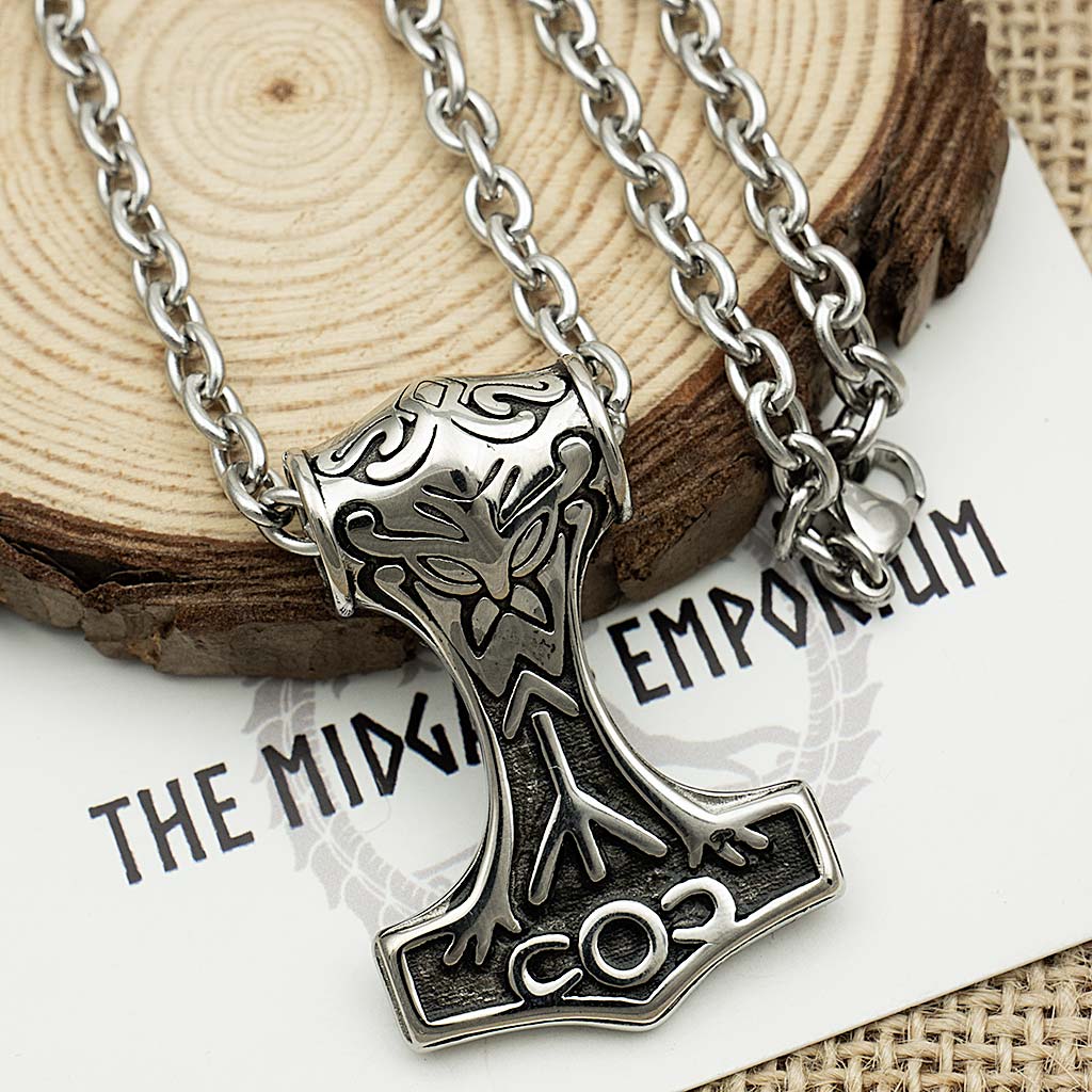 Stainless Steel Viking Thors Hammer Necklace