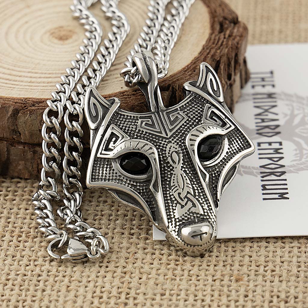 Stainless Steel Viking Fenrir Wolf Necklace