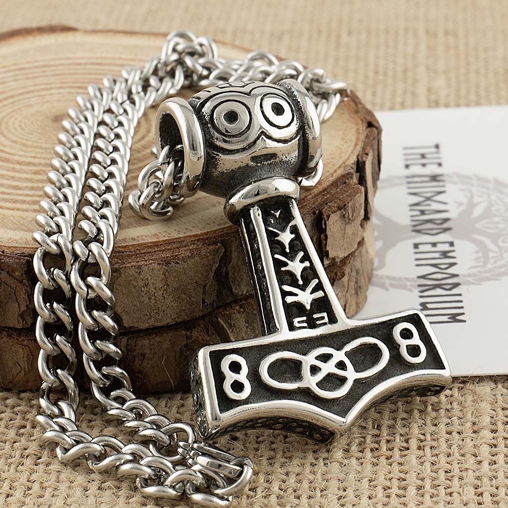 Stainless Steel Viking Thors Hammer Necklace