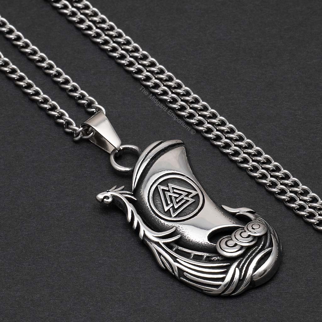 Stainless Steel Viking Longship Necklace