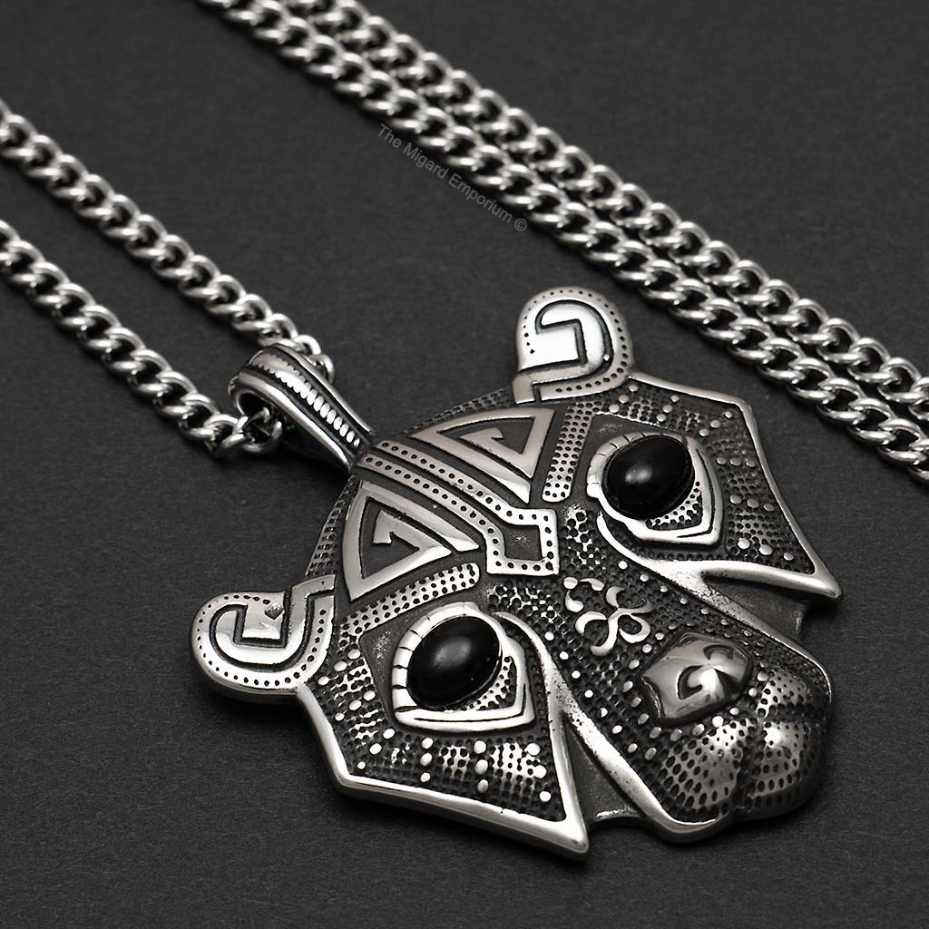 Stainless Steel Viking Bear Head Necklace