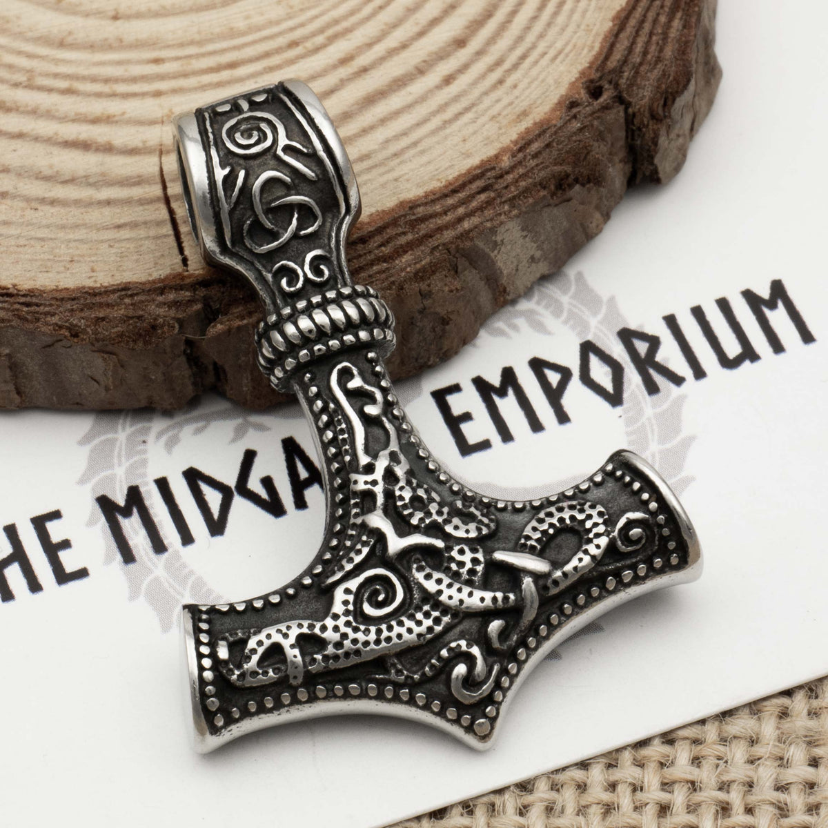 Stainless Steel Viking Thors Hammer Necklace