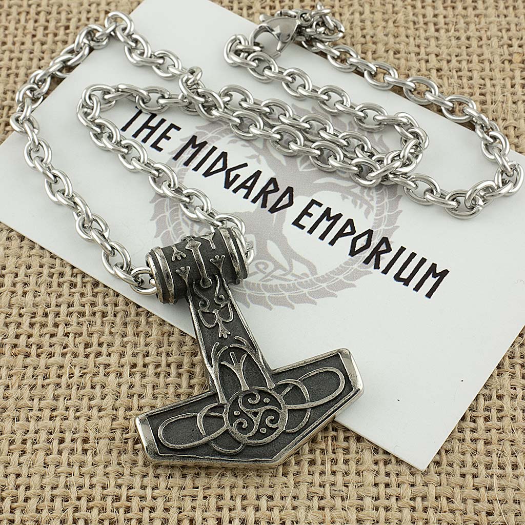 Stainless Steel Viking Thors Hammer Necklace - The Midgard Emporium