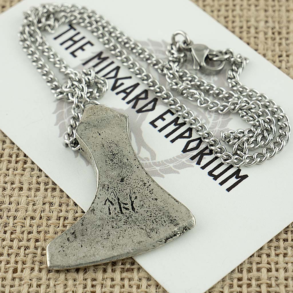 Pewter Viking Axe Head Necklace