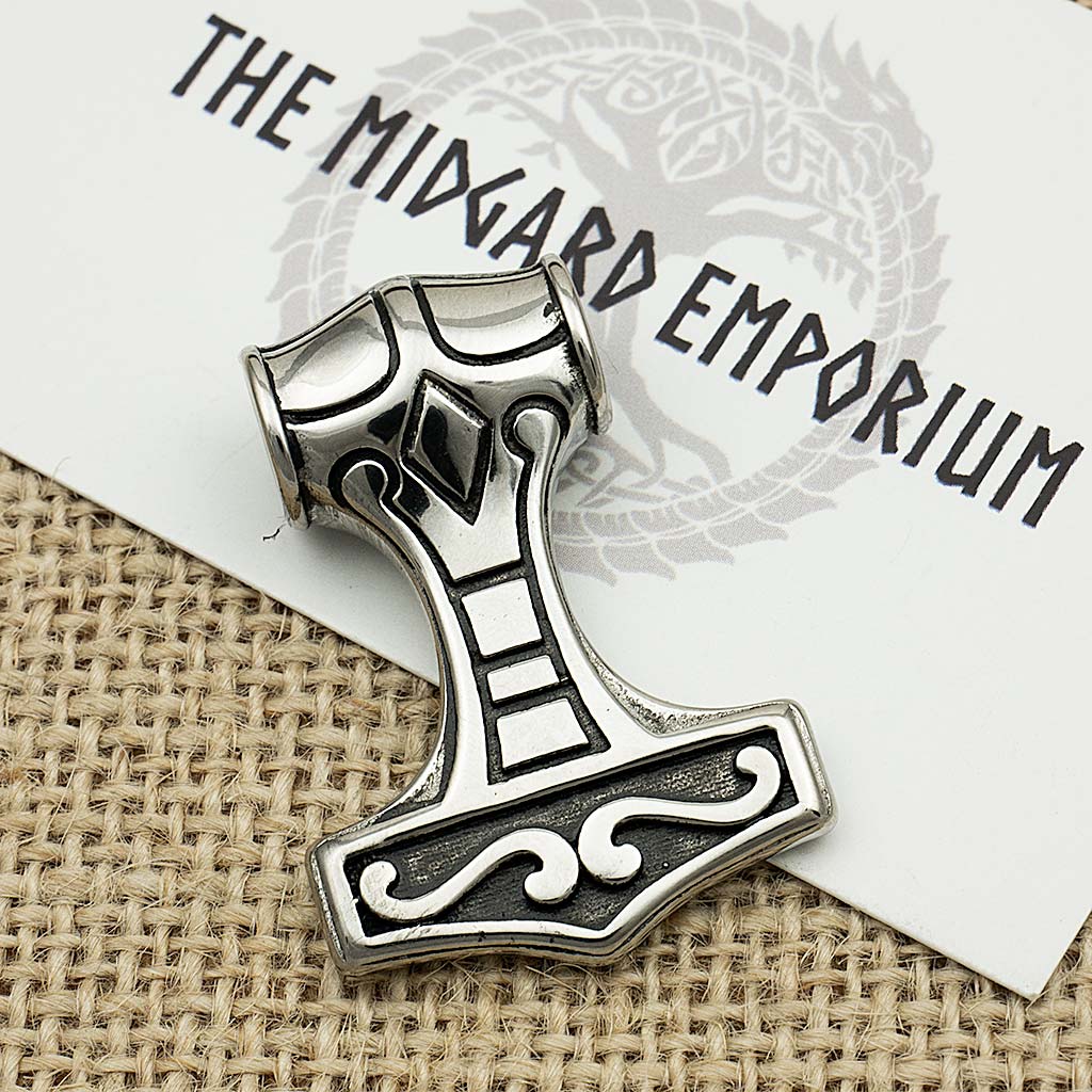 Stainless Steel Viking Thors Hammer Necklace