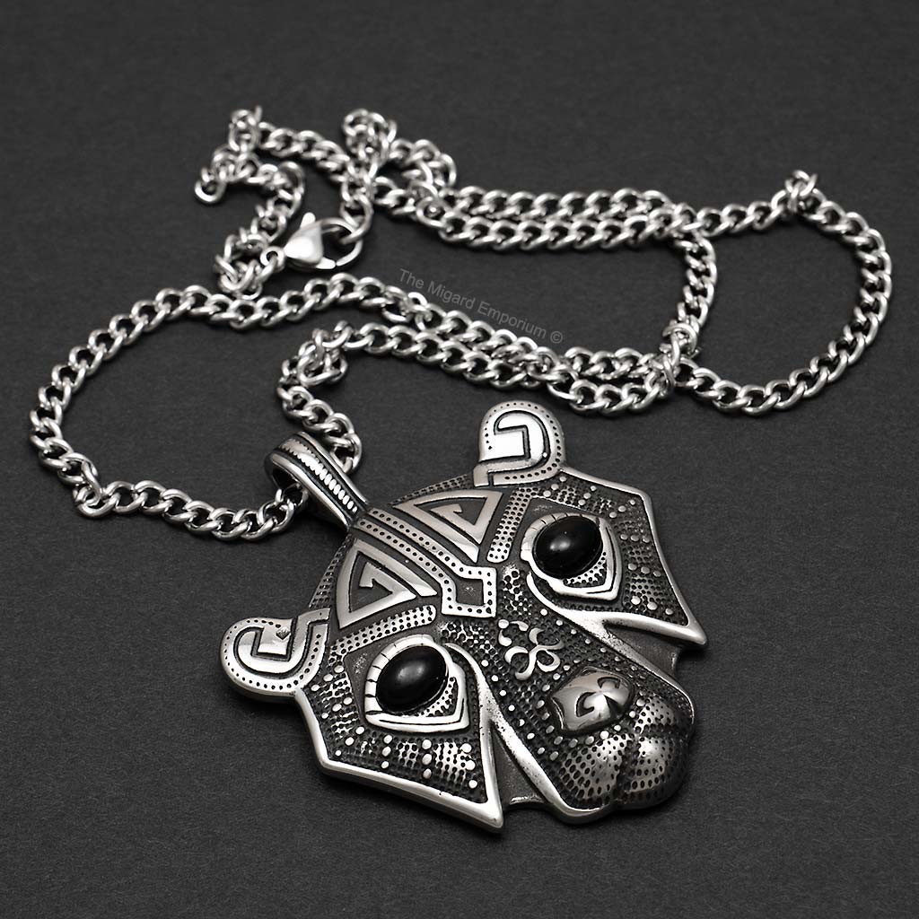 Stainless Steel Viking Bear Head Necklace