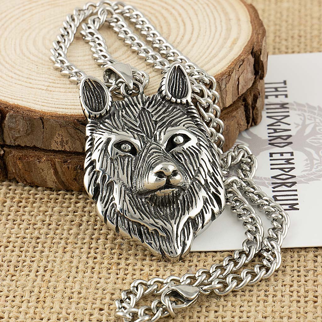Stainless Steel Wolf Head Necklace