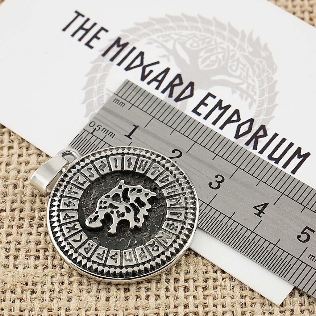 Stainless Steel Viking Wolf Rune Necklace