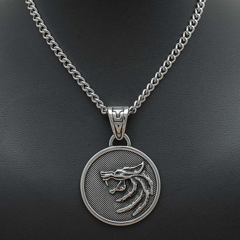 Stainless Steel Witcher Inspired Wolf Necklace