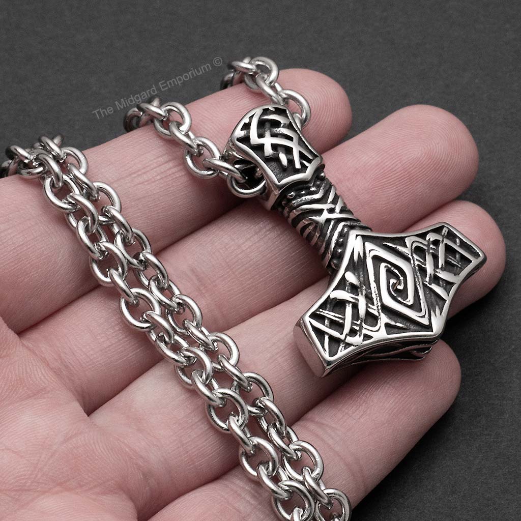 Stainless Steel Viking Thors Hammer Necklace