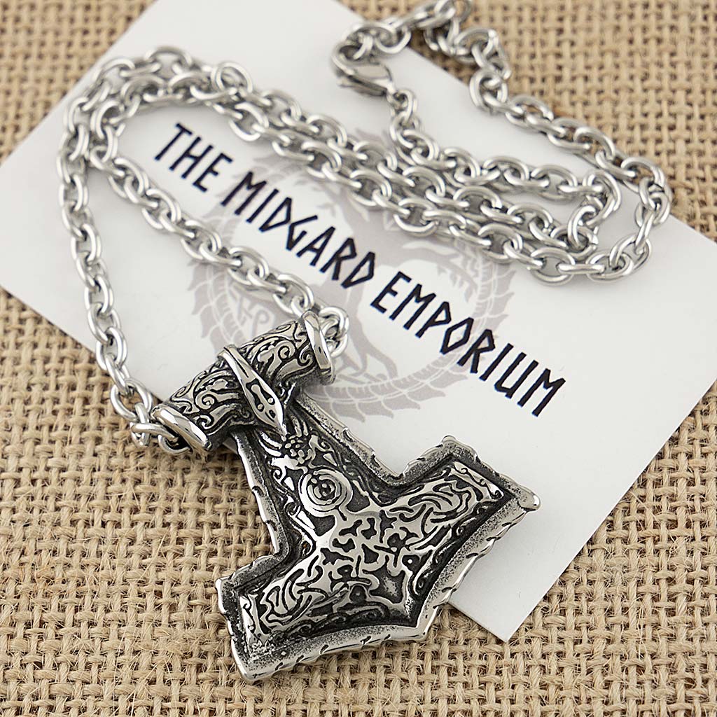 Stainless Steel Viking Thors Hammer Necklace
