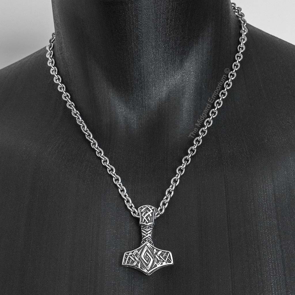 Stainless Steel Viking Thors Hammer Necklace
