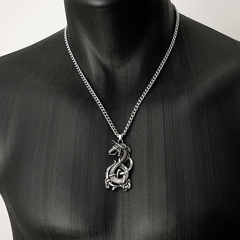 Stainless Steel Viking Jormungandr Necklace