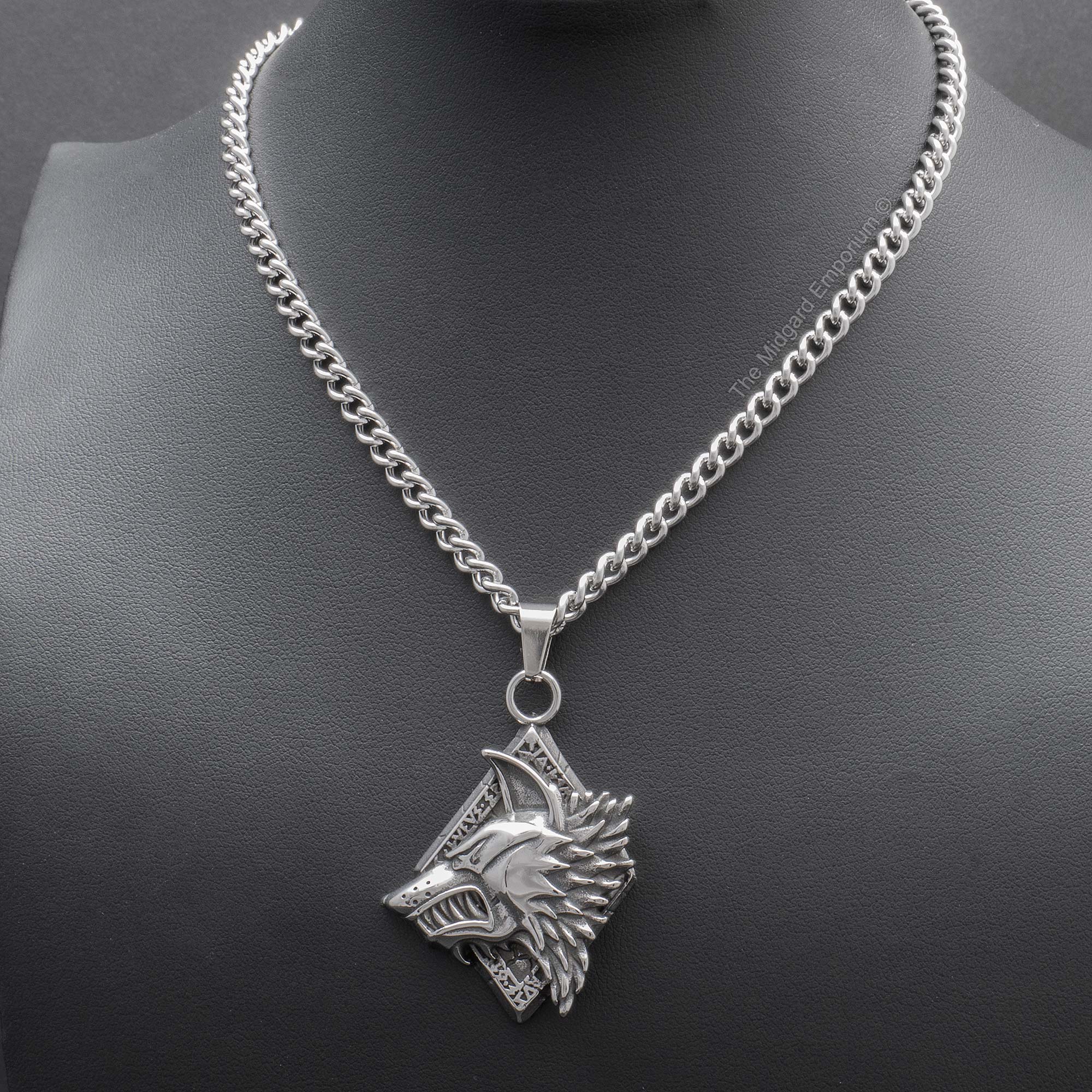 Stainless Steel Dire Wolf Necklace