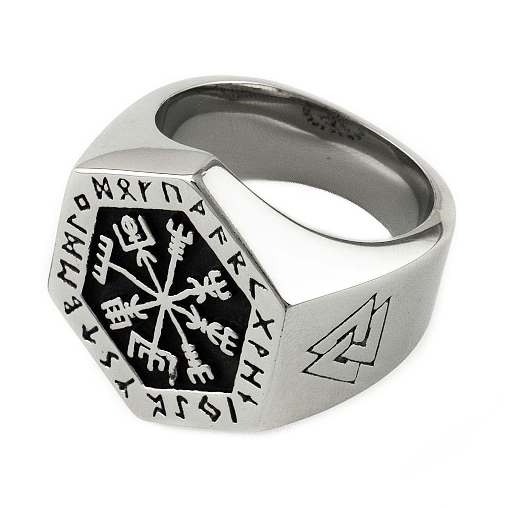Stainless Steel Viking Vegvisir Ring